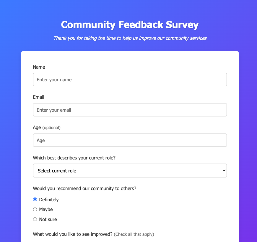 Survey Form preview
